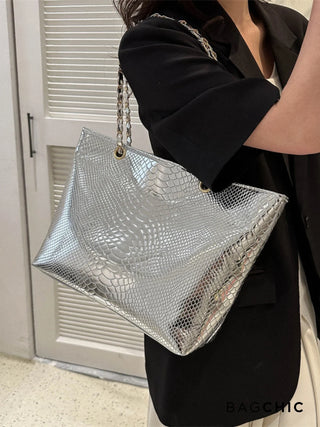 Eliana - Crocodile Embossed Chain Handle Bag