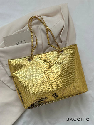 Eliana - Crocodile Embossed Chain Handle Bag