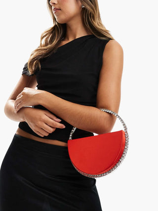Nova - Crystal Handle Half-Moon Evening Bag