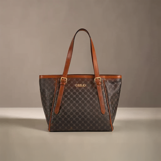 Maria - Monogram Print Leather Tote Bag