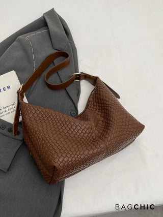 Zoe - Elegant Leather Braided Pattern Bag