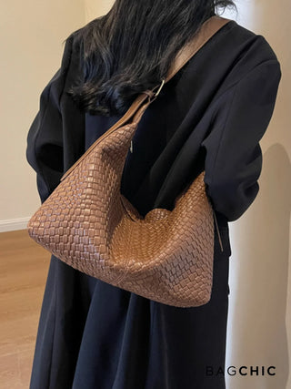 Zoe - Elegant Leather Braided Pattern Bag