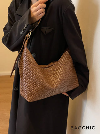 Zoe - Elegant Leather Braided Pattern Bag