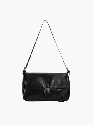 Hannah - Leather Buckle Accent Shoulder Bag