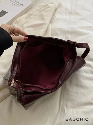 Hannah - Leather Buckle Accent Shoulder Bag