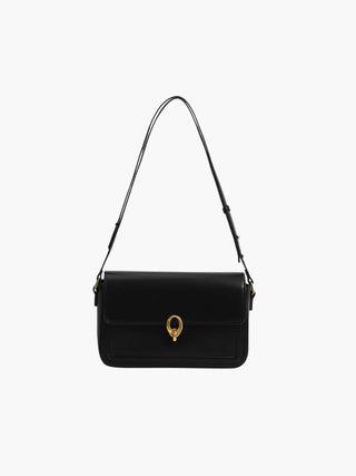 Lillian - Leather Gold Accent Flap Shoulder Bag