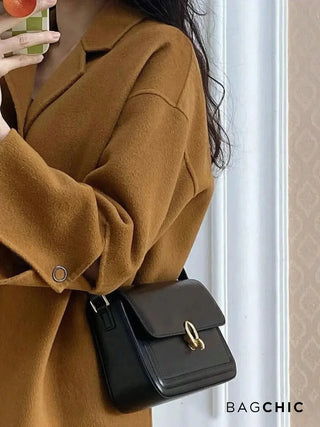Lillian - Leather Gold Accent Flap Shoulder Bag