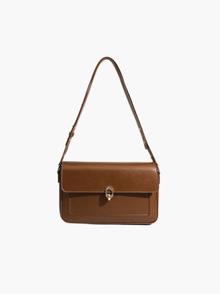 Lillian - Leather Gold Accent Flap Shoulder Bag