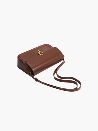 Lillian - Leather Gold Accent Flap Shoulder Bag