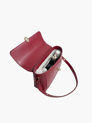 Lillian - Leather Gold Accent Flap Shoulder Bag