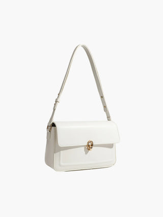 Lillian - Leather Gold Accent Flap Shoulder Bag