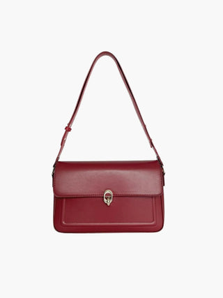 Lillian - Leather Gold Accent Flap Shoulder Bag