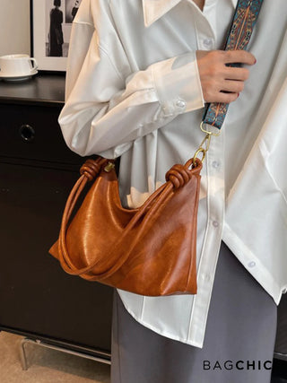 Sophie - Leather Knotted Strap Hobo Bag