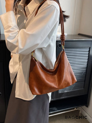 Sophie - Leather Knotted Strap Hobo Bag
