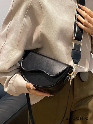 Everly - Leather Wave Flap Crossbody Bag