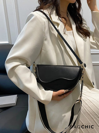 Everly - Leather Wave Flap Crossbody Bag