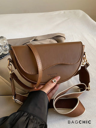 Everly - Leather Wave Flap Crossbody Bag