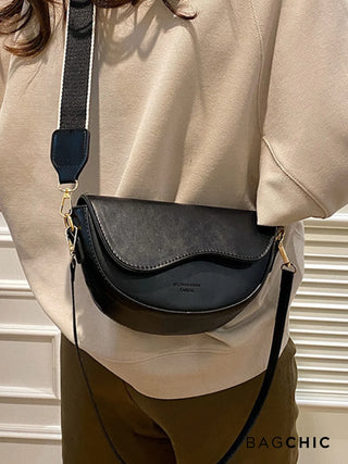Everly - Leather Wave Flap Crossbody Bag