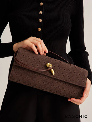 Georgia - Suede Braided Clasp Clutch Bag
