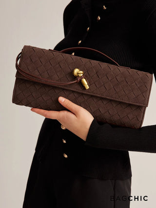 Georgia - Suede Braided Clasp Clutch Bag