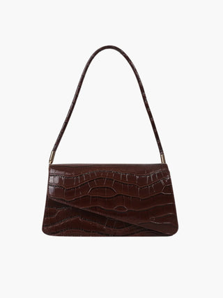 Naomi - Glossy Crocodile-Pattern Envelope Shoulder Bag