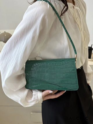 Naomi - Glossy Crocodile-Pattern Envelope Shoulder Bag