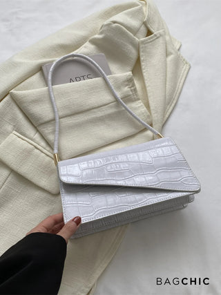 Naomi - Glossy Crocodile-Pattern Envelope Shoulder Bag