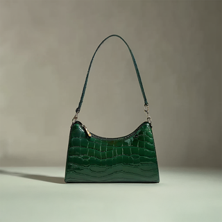 Layla - Croc Embossed Leather Shoulder Bag