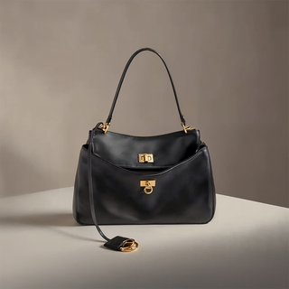 Leah - Leather Elegant Twist-Lock Handbag