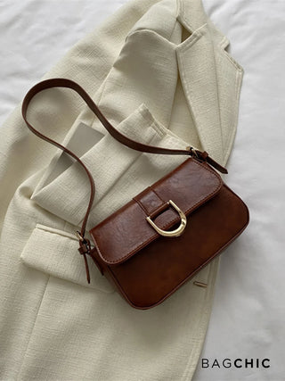 Adeline - Metal Buckle Flap Shoulder Bag
