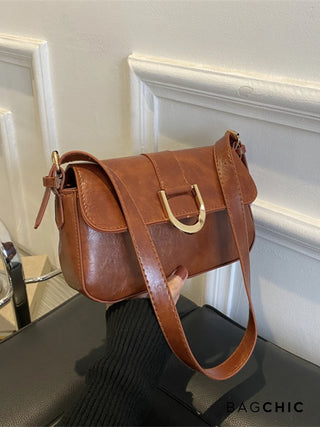 Adeline - Metal Buckle Flap Shoulder Bag