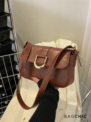 Adeline - Metal Buckle Flap Shoulder Bag
