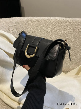 Adeline - Metal Buckle Flap Shoulder Bag