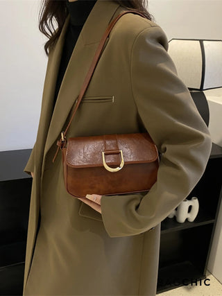 Adeline - Metal Buckle Flap Shoulder Bag