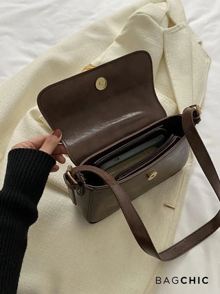 Adeline - Metal Buckle Flap Shoulder Bag