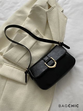 Adeline - Metal Buckle Flap Shoulder Bag