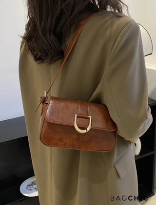 Adeline - Metal Buckle Flap Shoulder Bag
