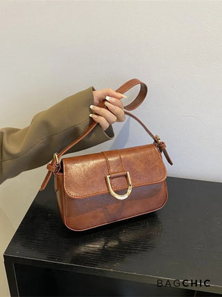 Adeline - Metal Buckle Flap Shoulder Bag