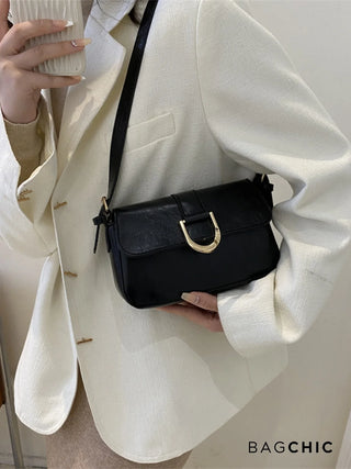 Adeline - Metal Buckle Flap Shoulder Bag