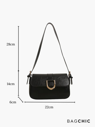 Adeline - Metal Buckle Flap Shoulder Bag