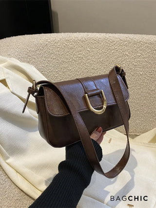 Adeline - Metal Buckle Flap Shoulder Bag