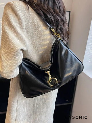 Maeve - Minimalist Gold Ring Detail Hobo Bag
