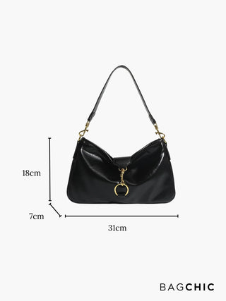Maeve - Minimalist Gold Ring Detail Hobo Bag