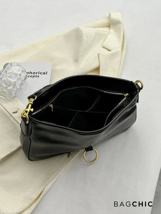 Maeve - Minimalist Gold Ring Detail Hobo Bag