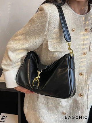 Maeve - Minimalist Gold Ring Detail Hobo Bag