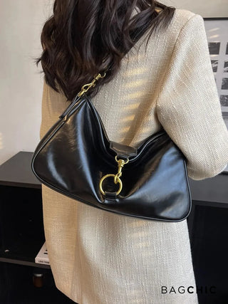 Maeve - Minimalist Gold Ring Detail Hobo Bag
