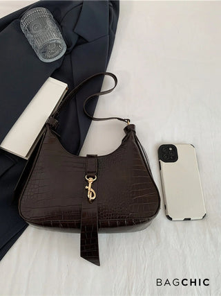 Anna - Modern Leather Chain Accent Saddle Bag