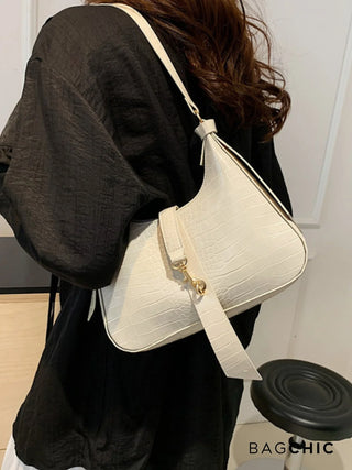 Anna - Modern Leather Chain Accent Saddle Bag