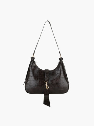 Anna - Modern Leather Chain Accent Saddle Bag