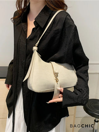 Anna - Modern Leather Chain Accent Saddle Bag